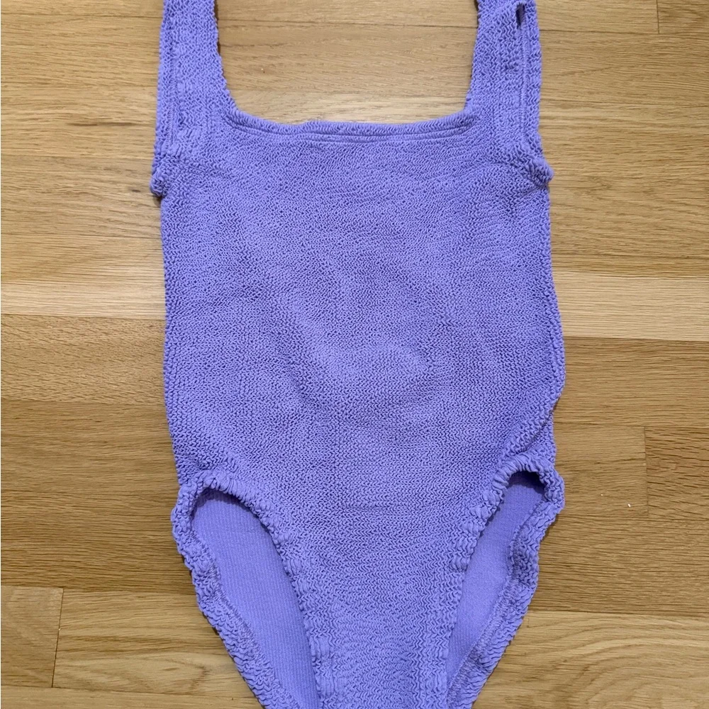 BRAND NEW Hunza G Lilac one size fits all women's one piece bathing suit - Picture 2 of 7
